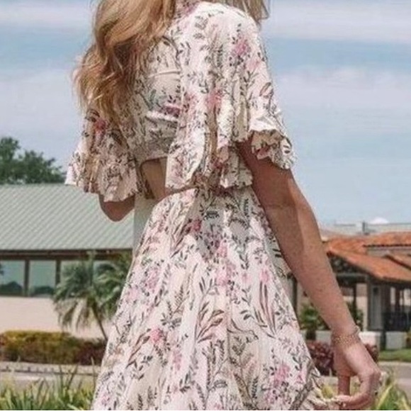 New Boho Summer Floral Hi Low Open Back Dress - Picture 8 of 12